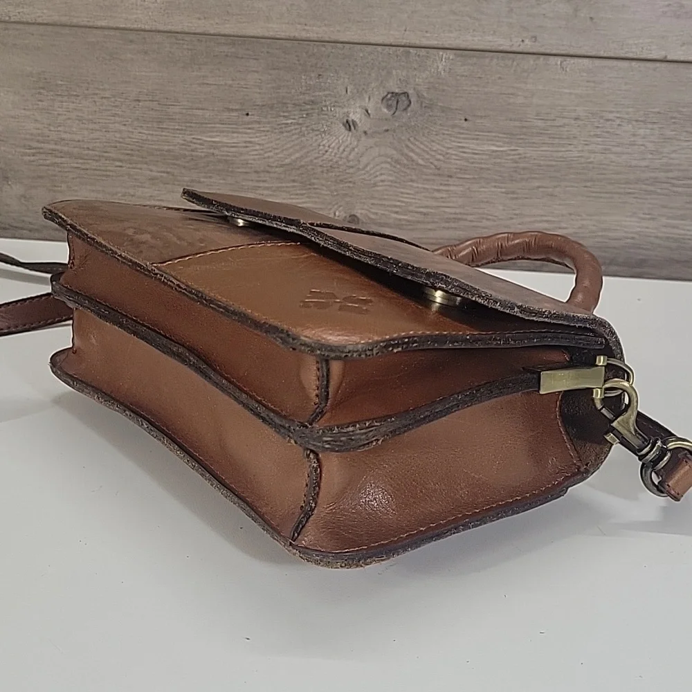 Patricia Nash Brown Patchwork Leather Top-Handle Crossbody Bag